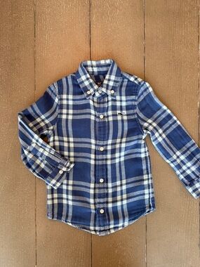 Vineyard Vines Toddler Boys’ Beachy Blue Plaid Flannel “Whale Shirt” • Size 3T